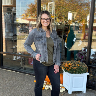 Grey Distressed Jean Jacket