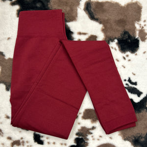 Burgundy Fleece Leggings