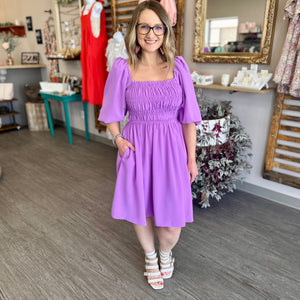 Orchid Puff Sleeve Dress