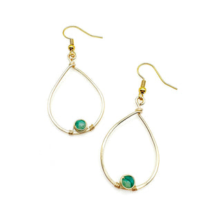 Alegria Accessories Rio Earrings with teardrop wire hoops and gemstone accent beads on hook clasps.