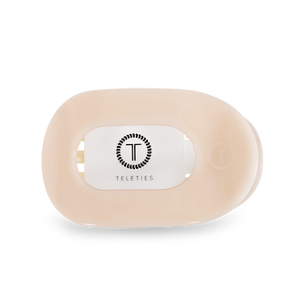 TELETIES round flat hair clip in beige color on transparent background
