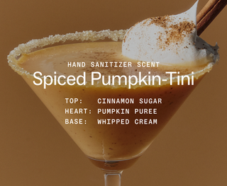Touchland Spiced Pumpkin-Tini hand sanitizer mist inspired by a creamy pumpkin martini cocktail.