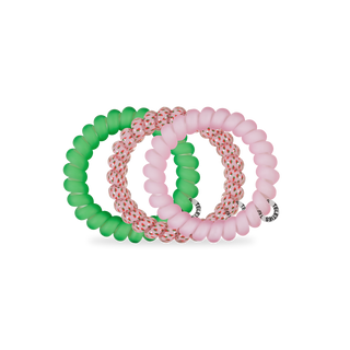 TELETIES Large Spiral Hair Coils in assorted colors and patterns, handpicked collection of hair ties.