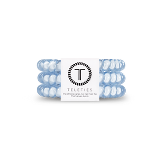 TELETIES spiral hair coils in packaging showing coiled hair ties with brand logo