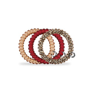 TELETIES spiral hair coils in various colors with beaded texture design
