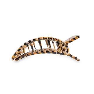 TELETIES square flat hair clip with tortoiseshell pattern and curved design for securing hair.