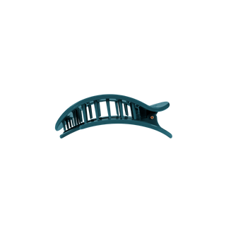 TELETIES small flat round hair clip with open grid design and curved arch shape.