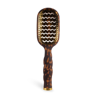 TELETIES vented hair brush with tortoise shell pattern handle and gold-toned bristle base